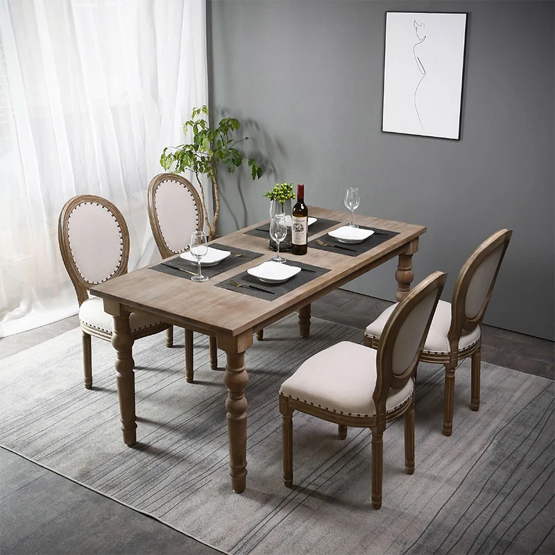 Solid Wood French Chair Backrest Cafe Bar Homestay American Country Leisure Chairs Dining Room