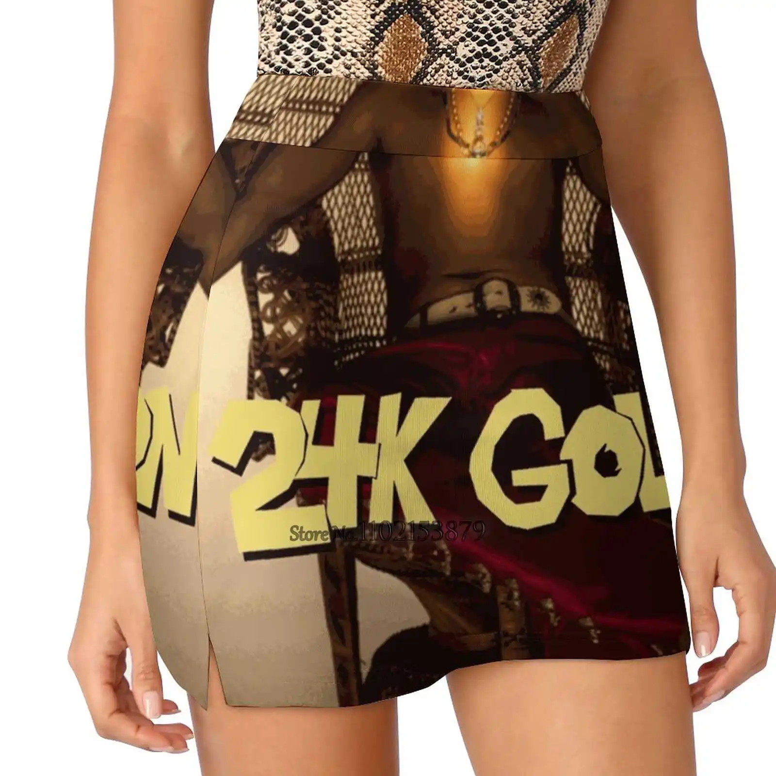 Fifeeel 24Kgoldn Show 24K El Dorado World Tour 2021 Женская Спортивная юбка для тенниса, гольфа, танцев, фитнеса, бега, йоги Live Goldn