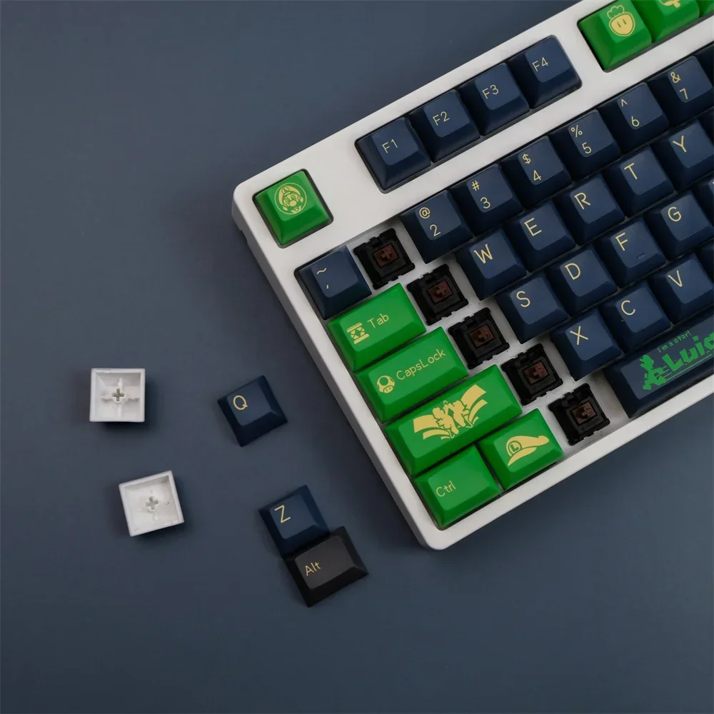 Зеленая механическая клавиатура Keycap PBT KCA Profile DYE Subbed 142 клавиши ISO Enter 2U 2.25U 2.75U 3U 6.25U
