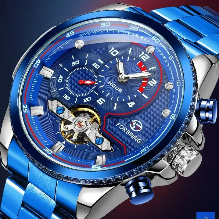 

Forsining Watch For Men Fashion Stainless Steel Case Tourbillon Skeleton Automatic Machanical Man Watches Men's Wristwatch