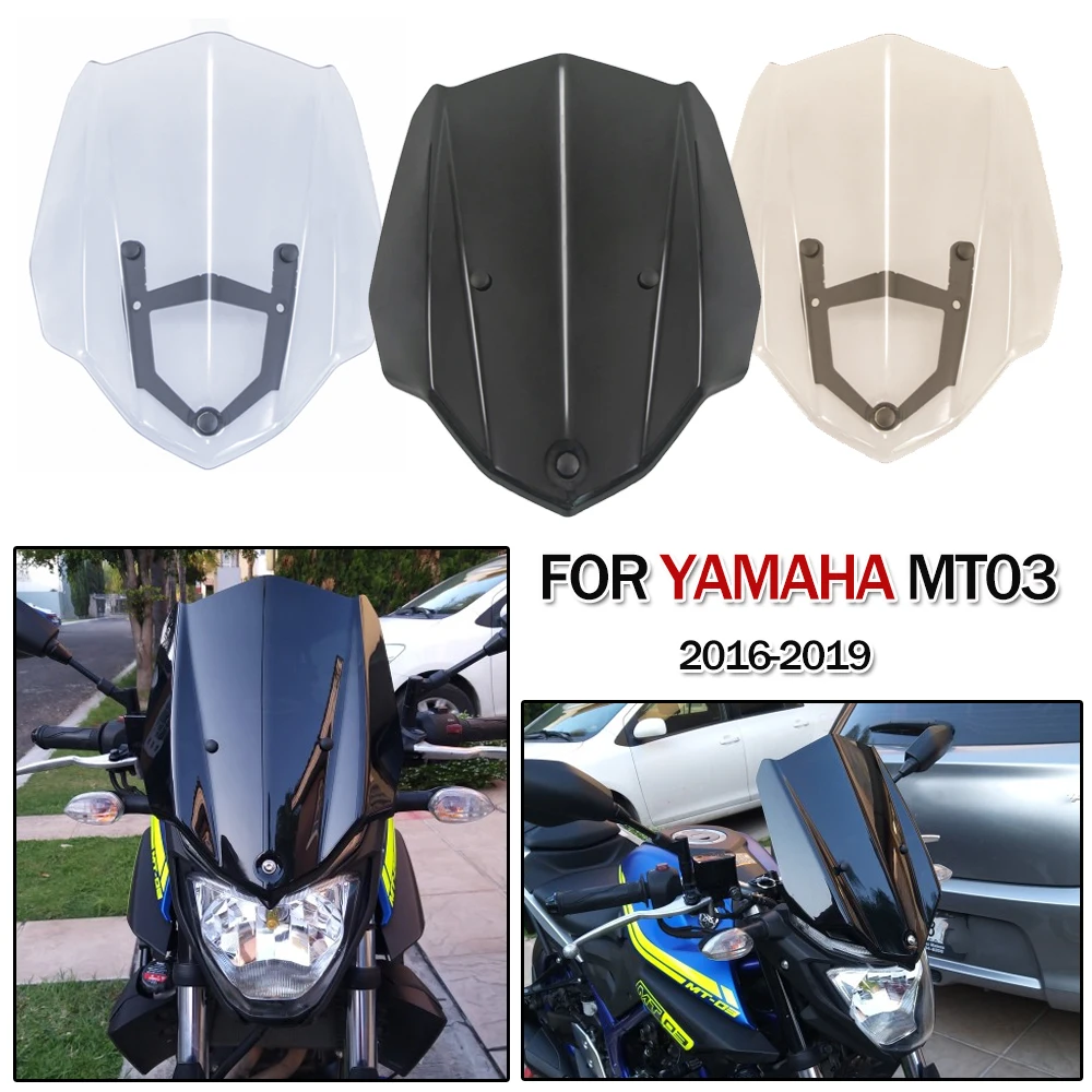 

Motorcycle Sport Touring Racing Windshield For Yamaha MT03 MT 03 MT-03 2016 2017 2018 2019 Wind Deflector With Mounting Bracket