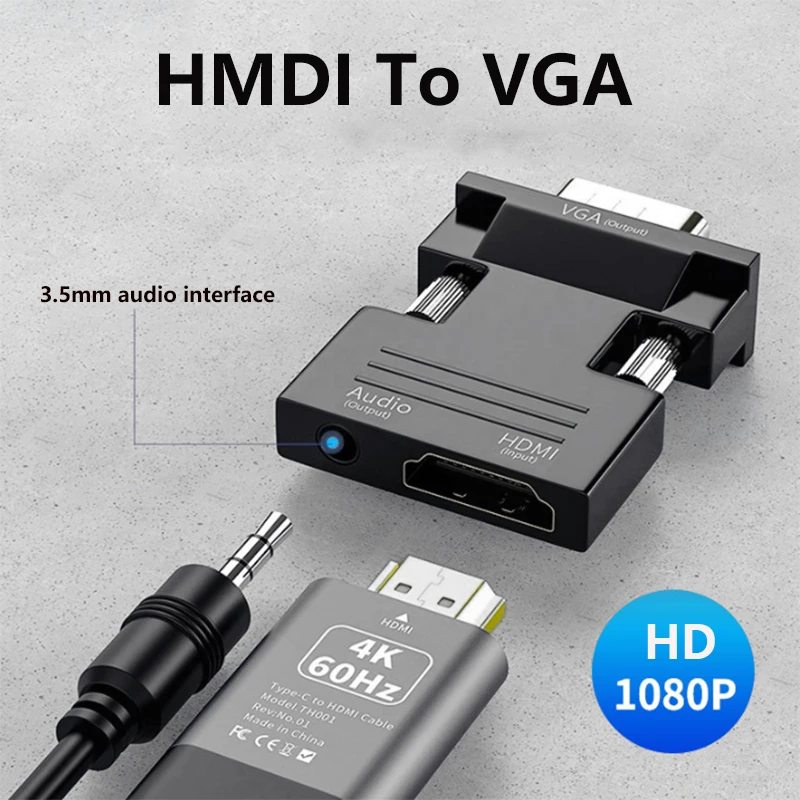 

VGA To HDMI-compatible Adapter Converter HD 1080P HDMI To VGA Adapter For PC Laptop To HDTV Projector Video Audio Converter