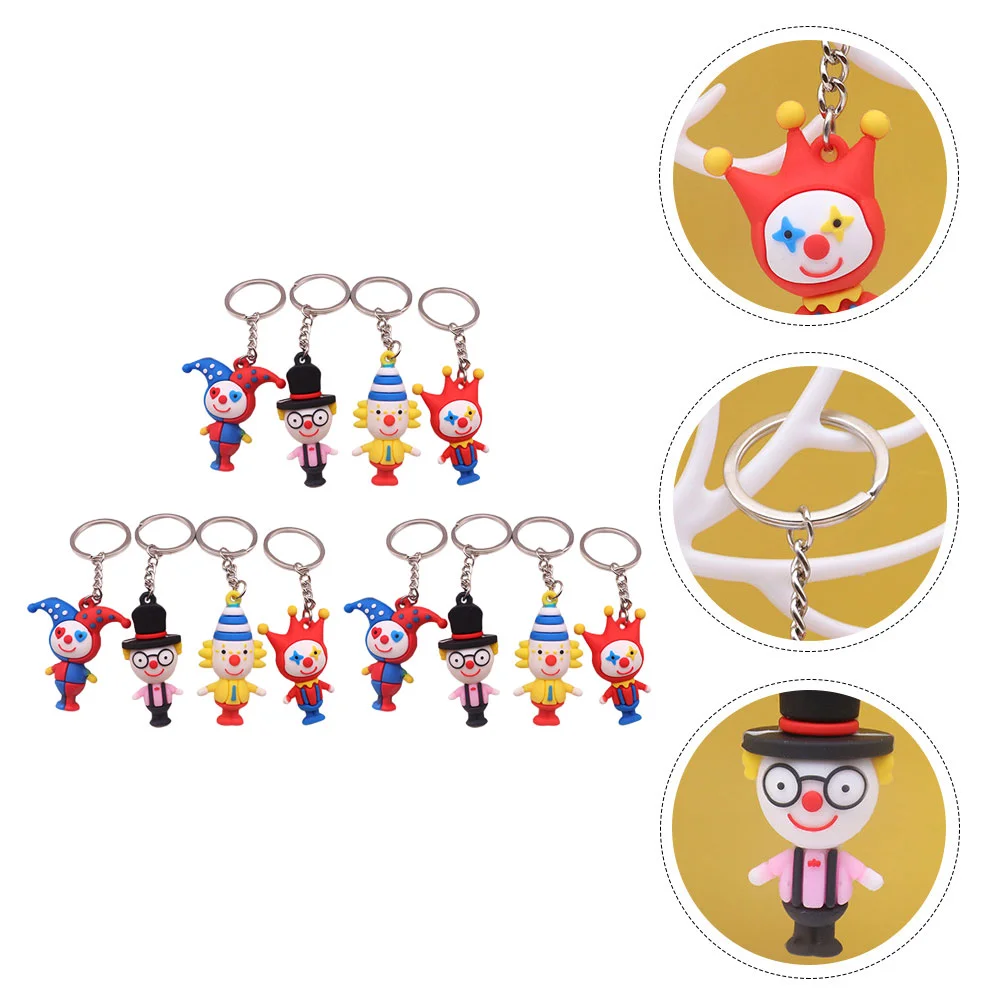 

12 Pcs Handbag Goodie Bags Kids Interesting Key Chains Lovely Pendants Creative Clown Model Ring Pvc Lovers Decors
