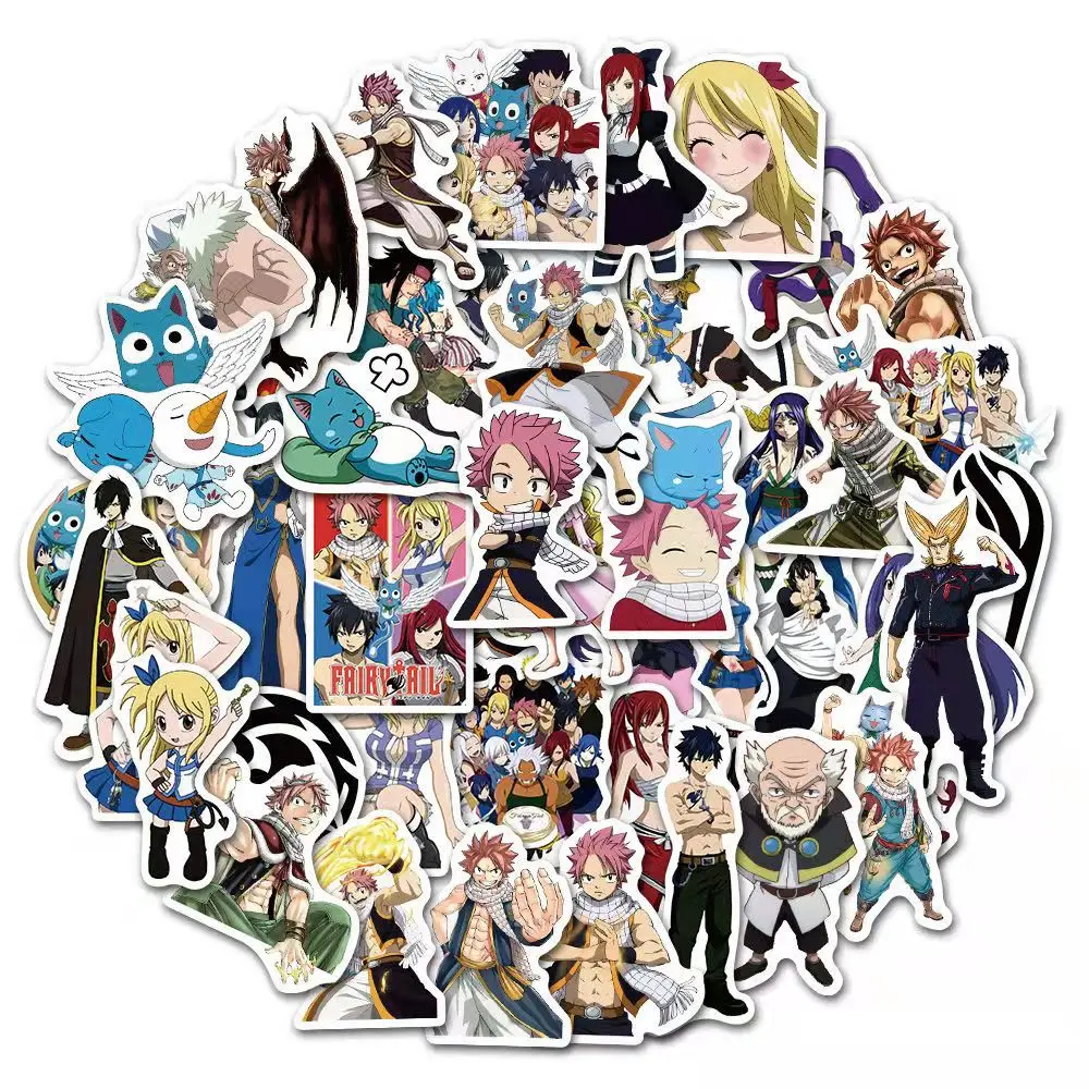 

10/50PCS Anime Fairy Tail Stickers Car Bike Travel Luggage Phone Guitar Laptop Fridge Waterproof Classic Toy Decal Stickers