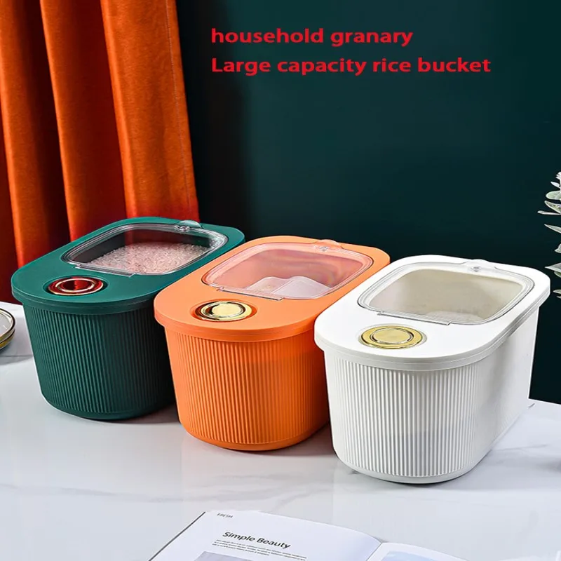 

NEW Sealing Rice Bucket with Transparent Lid House Insect-proof and Moisture-proof Sealed Rice Box Visual Metering Grain Barrel