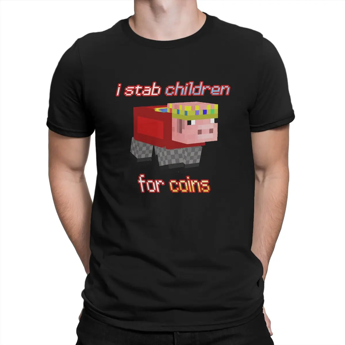 

Stab Children for Coins Classic Hip Hop TShirt Technoblade Never Dies YouTuber Pig Emperor Leisure T Shirt Hot Sale Stuff