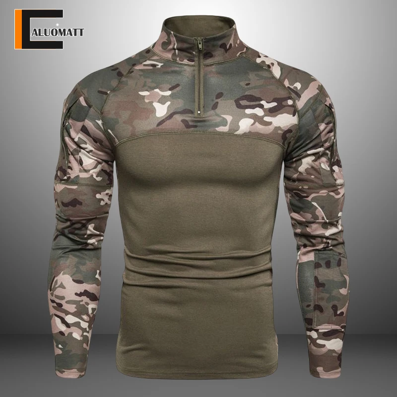 

Army Combat T-Shirts Men Long Sleeve Military Uniform Camouflage Men's T-Shirt Cotton Splicing Tactical Hunt Airsoft T Shirts