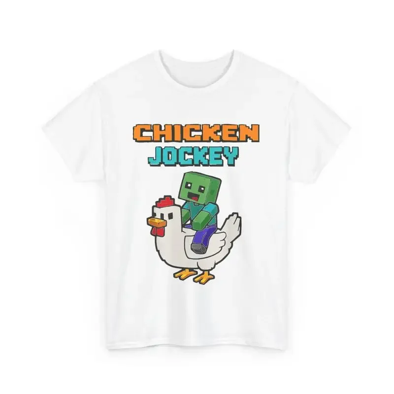 Фото Футболка Chicken Jockey с изображением зомби в стиле пиксель-арт для геймеров, забавная №1