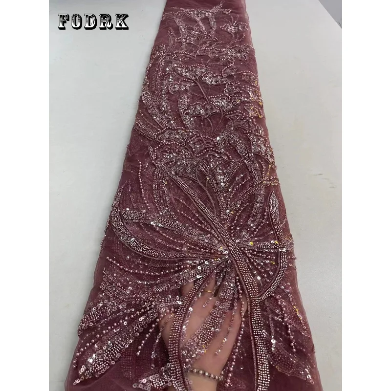 

Nigerian Beaded Lace Fabric With Sequin For Wedding 2022 High Quality African Embroidery Tulle Lace French Net Lace Fabric 5Yard