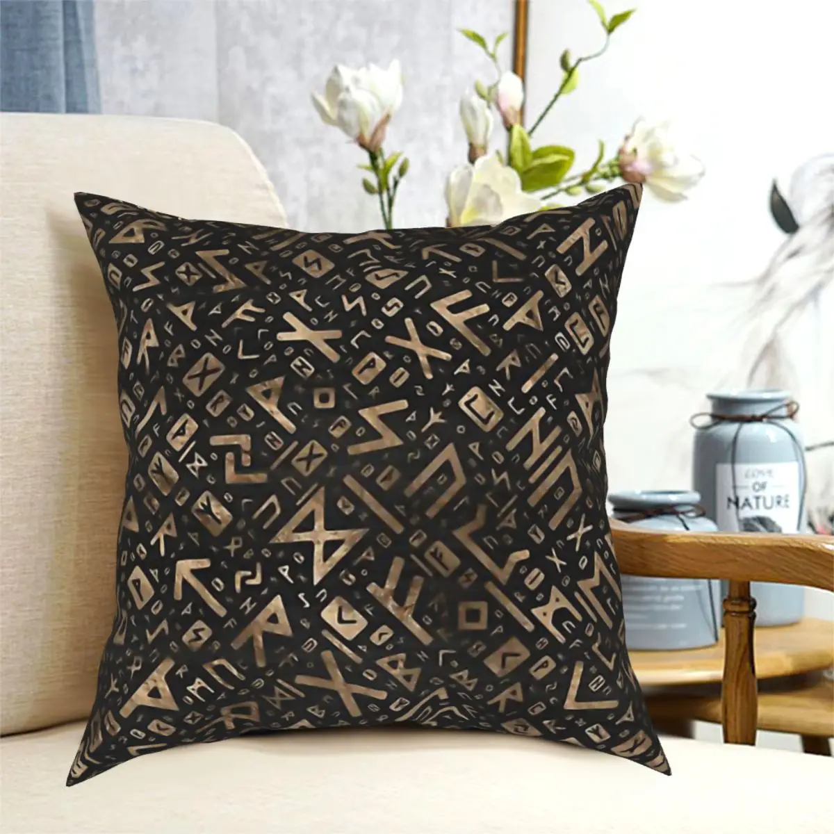 

Elder Runes Futhark Pattern Throw Pillow Case Vikings Cushion For Home Sofa Chair Decorative Hug Pillowcase