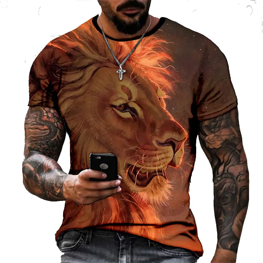 

3D printe Animal tiger Lion face man 's T- Tshirt New loose lion casual majestic summer fashion shirt Harajuku oversized t shirt