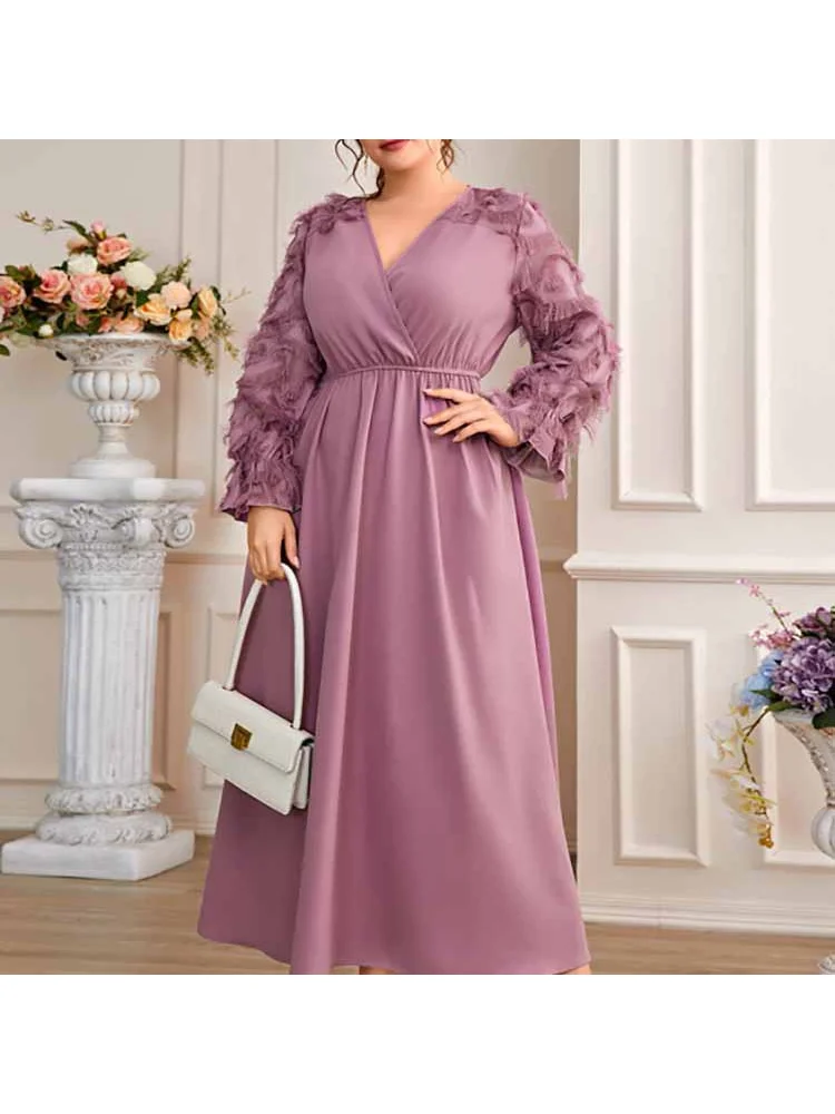 Waistband pullover temperament long commuter dress large size women's dress plus size dresses  party dresses