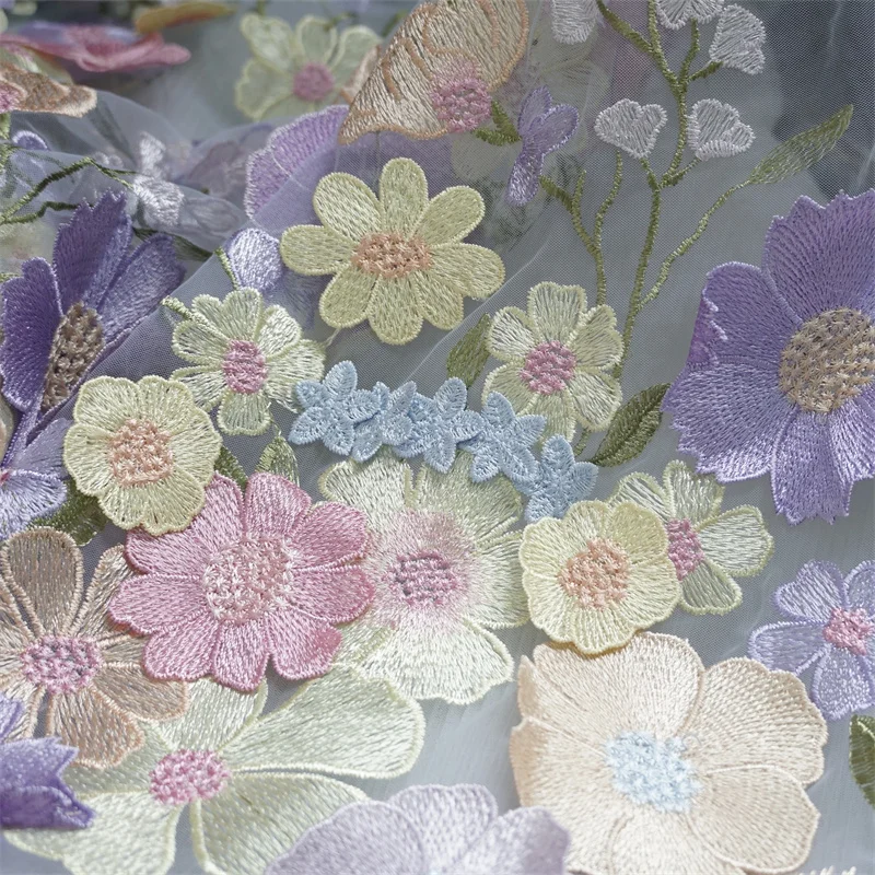 1 ярд 3D вышитые Лепестковые кружевные аппликации высокого качества свадебное