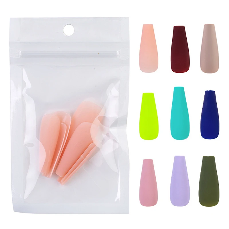 

20PCS/Pack Full Cover Fake Nails Artificial Press on Long Ballerina Matte False Coffin Nail Art Tips Manicure Supplies Tool