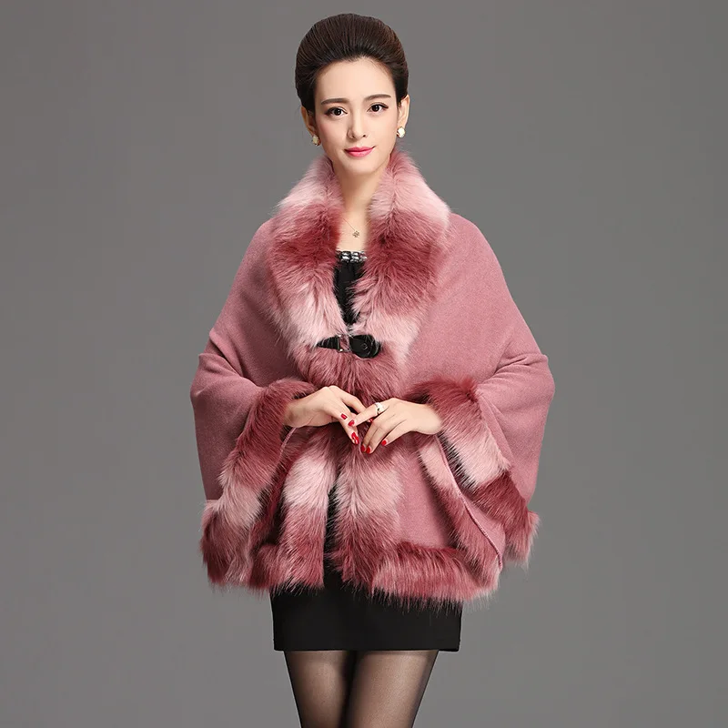 New Winter Long Sleeve Imitation Fox Fur Coat Gradient Color Women Fashion Warm Coats Outerwear Fake Fur Shawl Women Clothing
