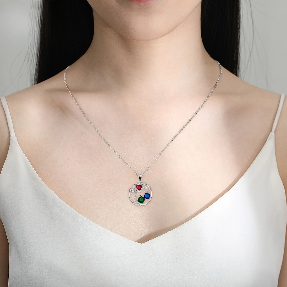 Древо жизни красочный кулон с фианитом ожерелье для женщин круглые растения