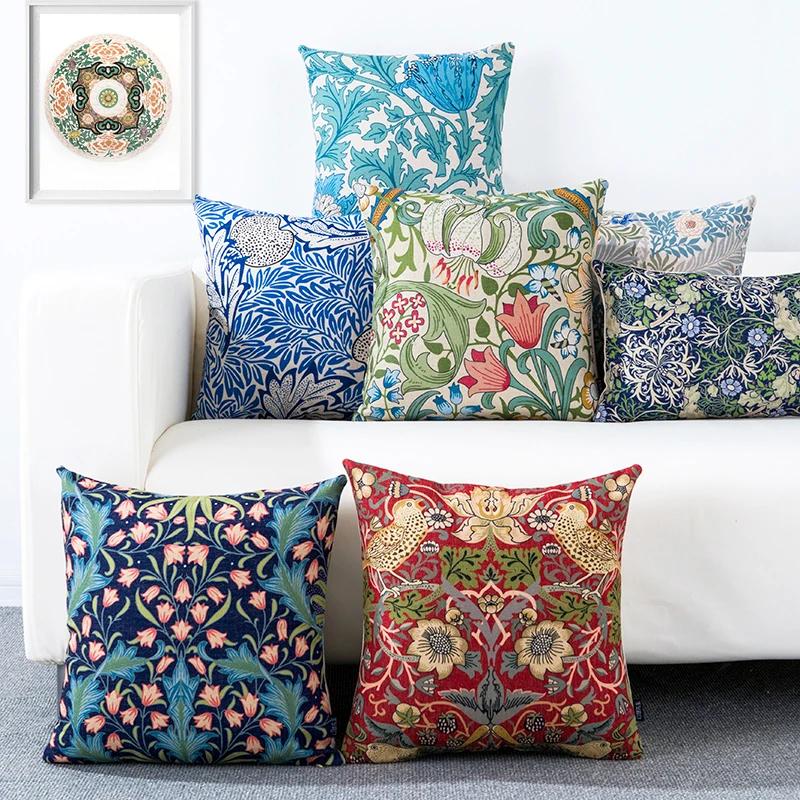 

Home Decorative Sofa Chair Waist PillowCase Nordic Floral Flowrs Cushion Pillow Cover 18x18
