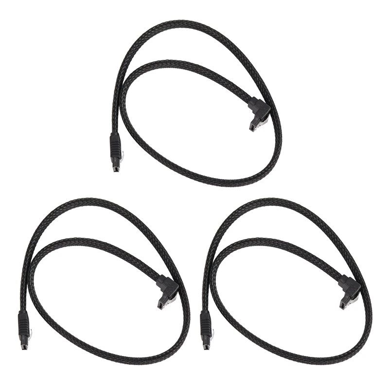 

3 шт. 50 см SATA 3,0 III SATA3 7-контактный кабель для передачи данных под прямым углом 6 ГБ/сек. SSD Кабели HDD жесткий диск кабель для передачи данных (чер...