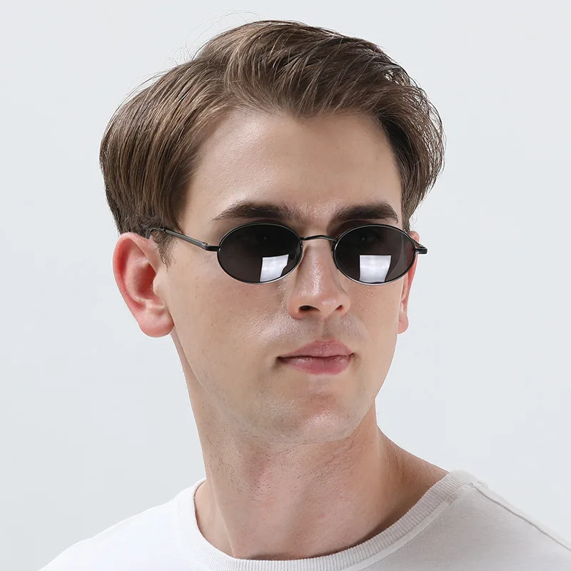 Купи 2022 New Resin Oval Small Frame Sunglasses Men Metal Aviator Retro Polarized Sunglasses за 336 рублей в магазине AliExpress