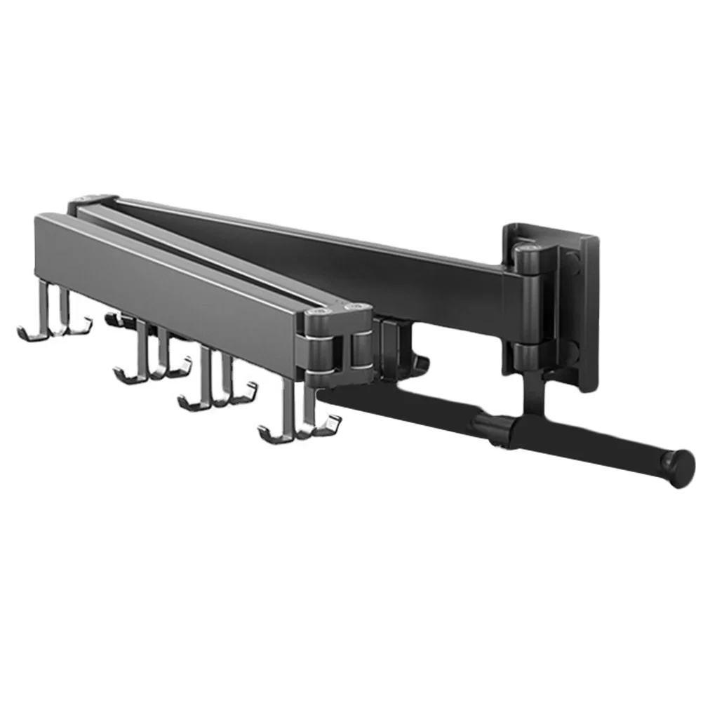 

Wall-mounted Drying Rack Space Aluminum Wardrobe Organizer Hanger Holder Coat Saver Metal Hanging Clothes Bar Storage Folding