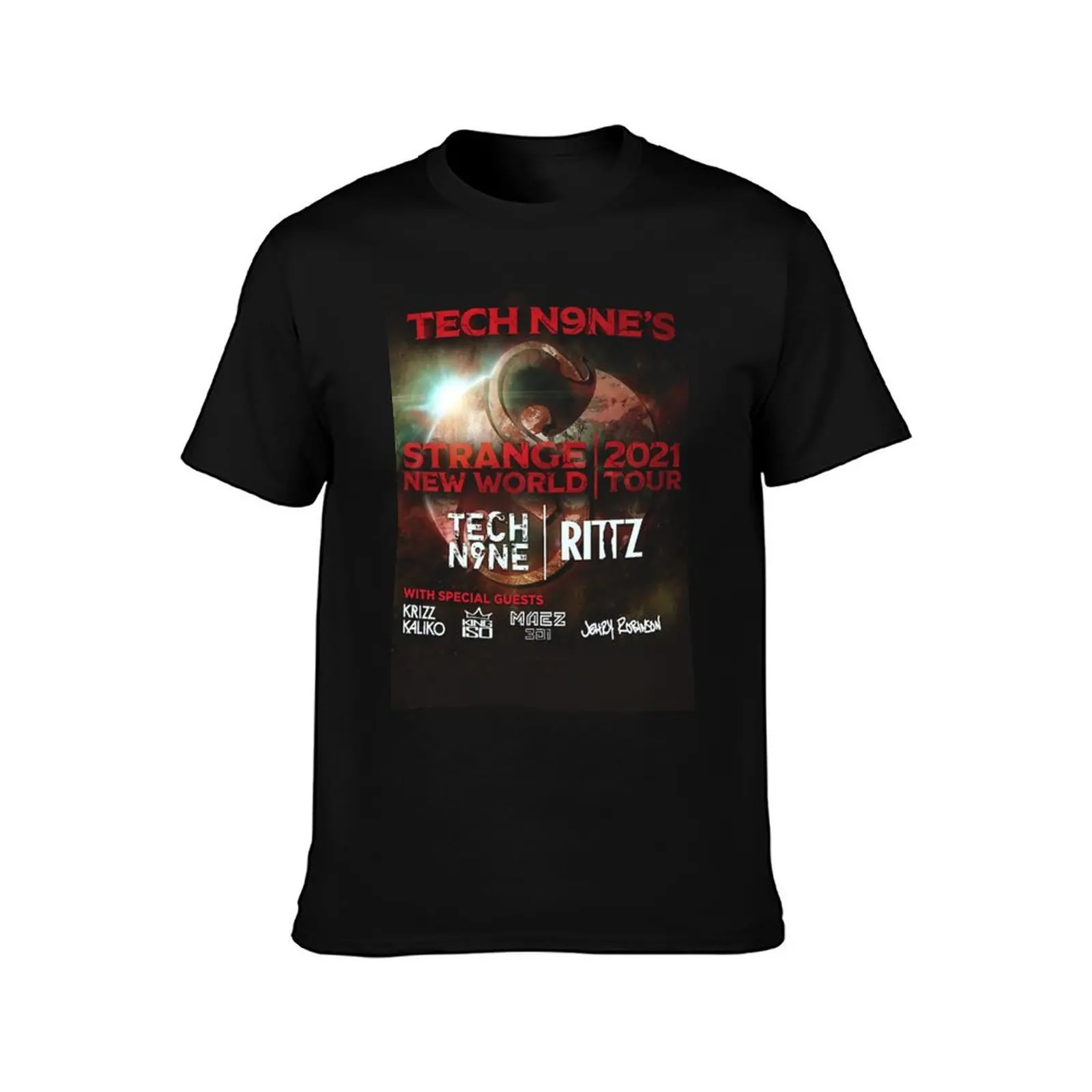 Фото Футболка Tech N9NE Strange New World 2021 Tour, повседневная футболка с принтом №2