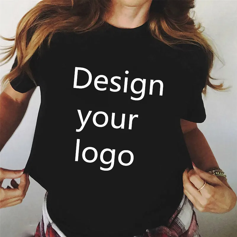 

Fashion Tops DIY T Shirt Women Printed Design your Logo Basic Griaphic Black Tees Woman Summer Short Sleeve Female Tshirt