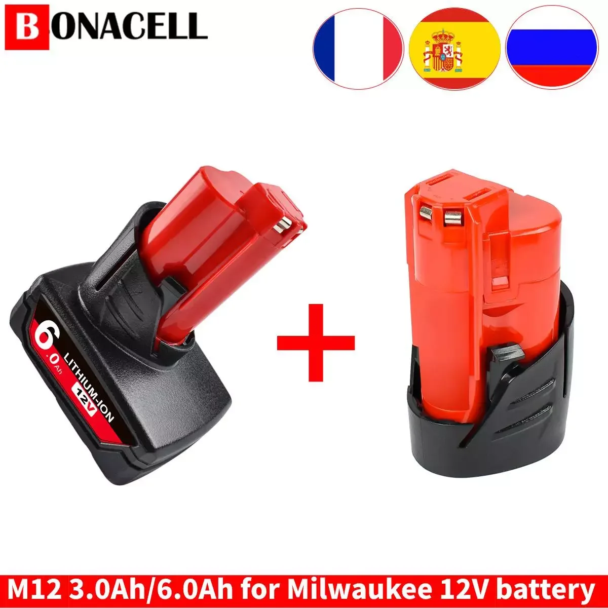 

Bonacell 12V 3.0Ah Rechargeable Battery for Milwaukee 12V M12 XC Cordless Tools 48-11-2402 48-11-2411 batteries 48-11-2401