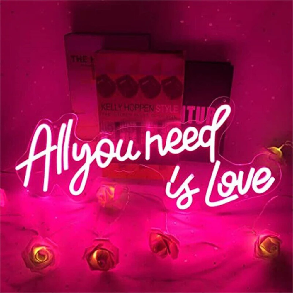 Neon Sign All You Need Is Love Custom LED Light Art Home Bedroom Wall Decor For Wedding anniversary Party Room Aesthetic Decor