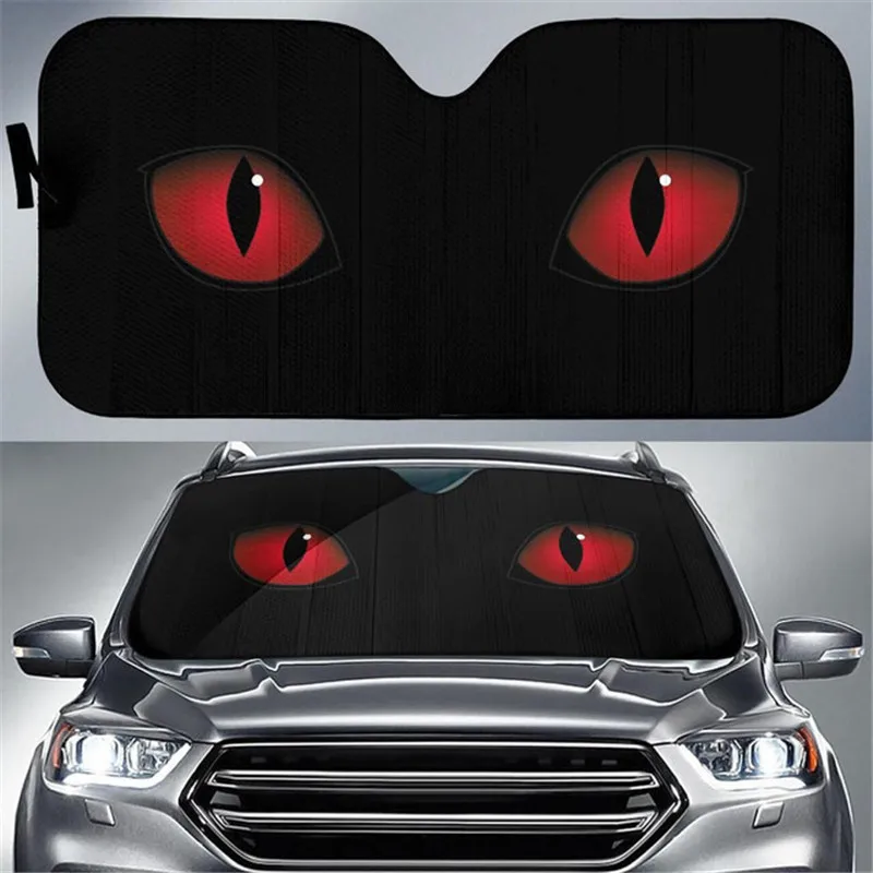 Evil Eyes Car Sun Shade Windshield Red Eyes Sunshade Reflective UV Rays Protector Visor Cover Foldable for Car Truck SUV