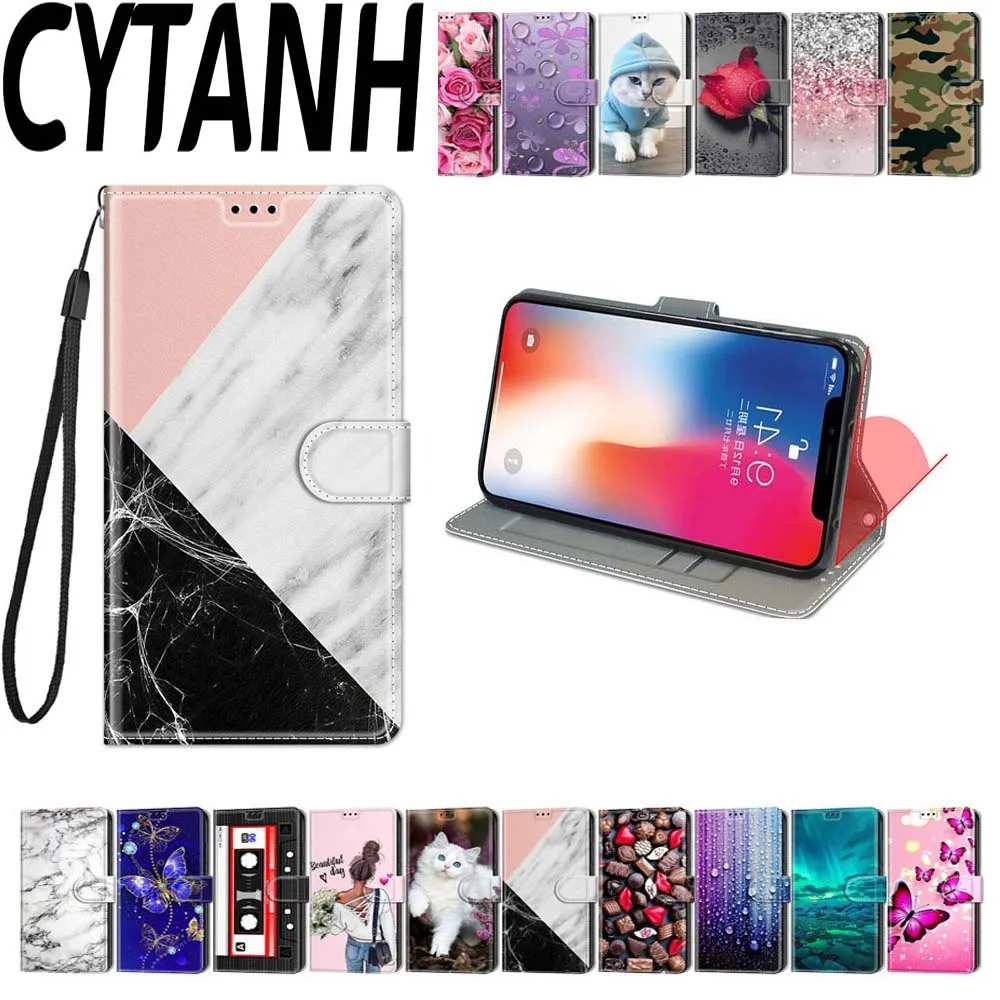 

Flip Case For Huawei Honor Mate Y6 9 9i 10 8A 8X Play Lite Painted Wallet Smart Phone Holder Cover Card Pocket Magnetic