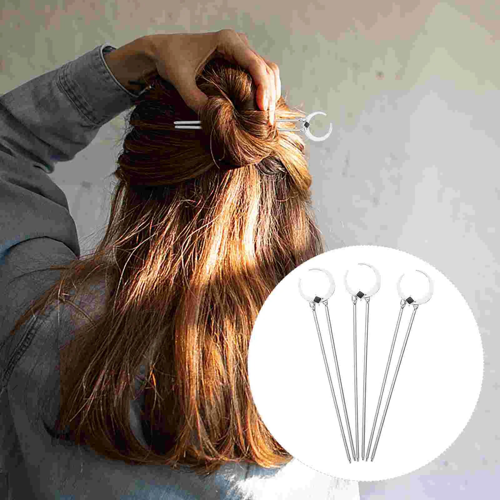

3pcs Hair Sticks Moon Hair Chopsticks Vintage Hair Styling Tool Women Hair Bun Stick for Teen Girls