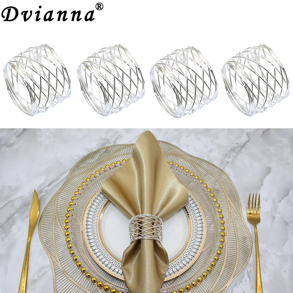 

6Pcs/Set Dvianna Handmade Napkin Rings Round Serviette Rings Bulk for Party Dinning Table Everyday Family Gatherings Deco HWM10