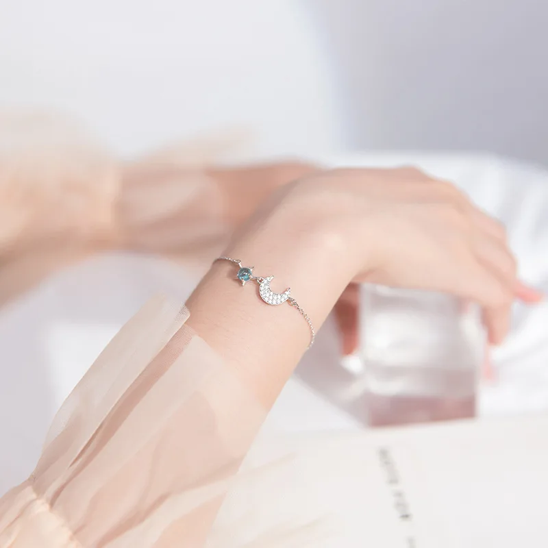 

Creative Style Big Dipper Moon Star Bracelet Inlaid Blue Zircon Bracelet For Women Girlfriend Fashion jewelry