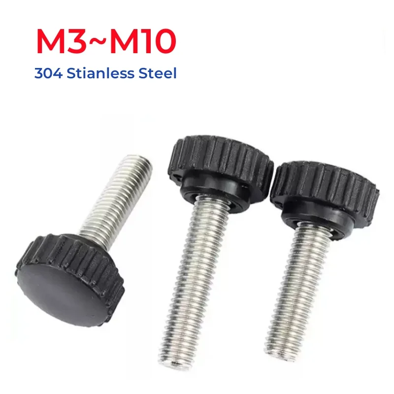 

M3 M4 M5 M6 M8 M10 Нержавеющая сталь 304, нейлоновая пластиковая ручка с круглой головкой, винт с накатанной головкой, бакелитовый болт, ручные винты