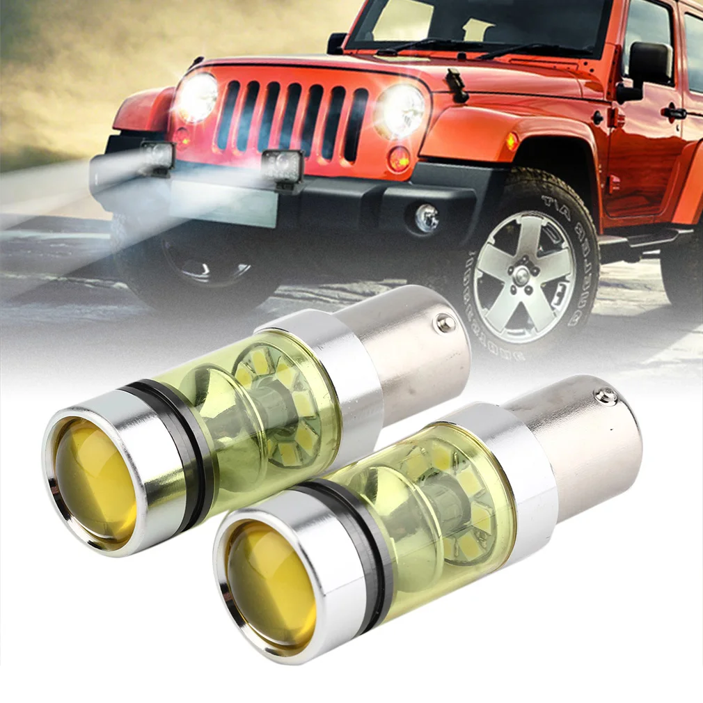 

Durable 2 Pcs 100w 1156 20 SMD High Power Super Bright 4300K Golden Light Cars Fog Light Running Light