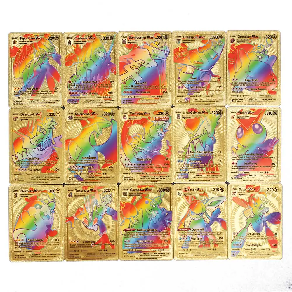 

New Pokémon Card EX GX Vmax V Gold Foil Rainbow English French Spanish Pokémon Board Game Card Collection Card Children's Gift