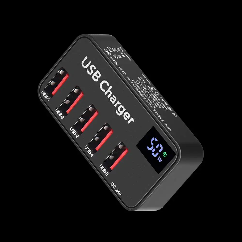 

H988A 50W 5-Port Desktop Charging Station USB-A*5 Charger Adapter EU Plug for iPhone 13 14 14Pro for Huawei Mate50 for Samsung