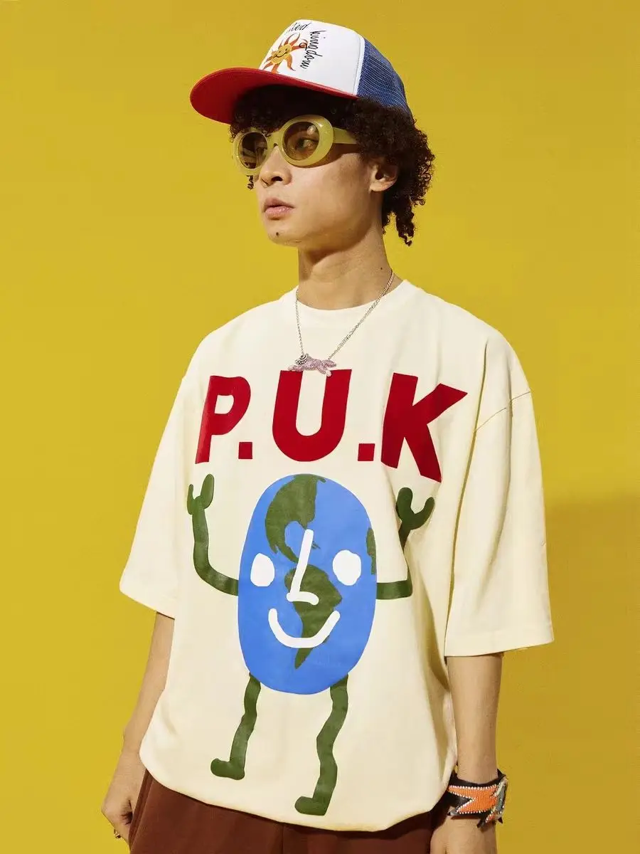 

puk bridge jonyj the same earth man logo short-sleeved male summer hip hop trend brand T-shirt