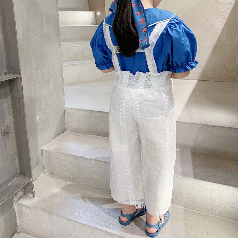 

Girls' Suspenders NEW summer children's lace wide leg pants mosquito proof pants 11-18