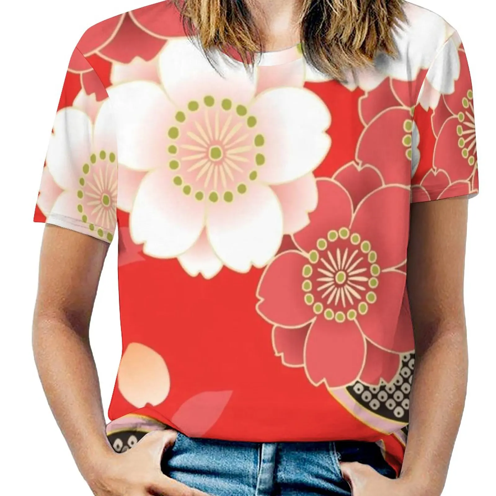 

Женская Винтажная футболка с рисунком кимоно для свадьбы в японском стиле, весенне-летние футболки с принтом, пуловер с круглым вырезом, топ в винтажном стиле