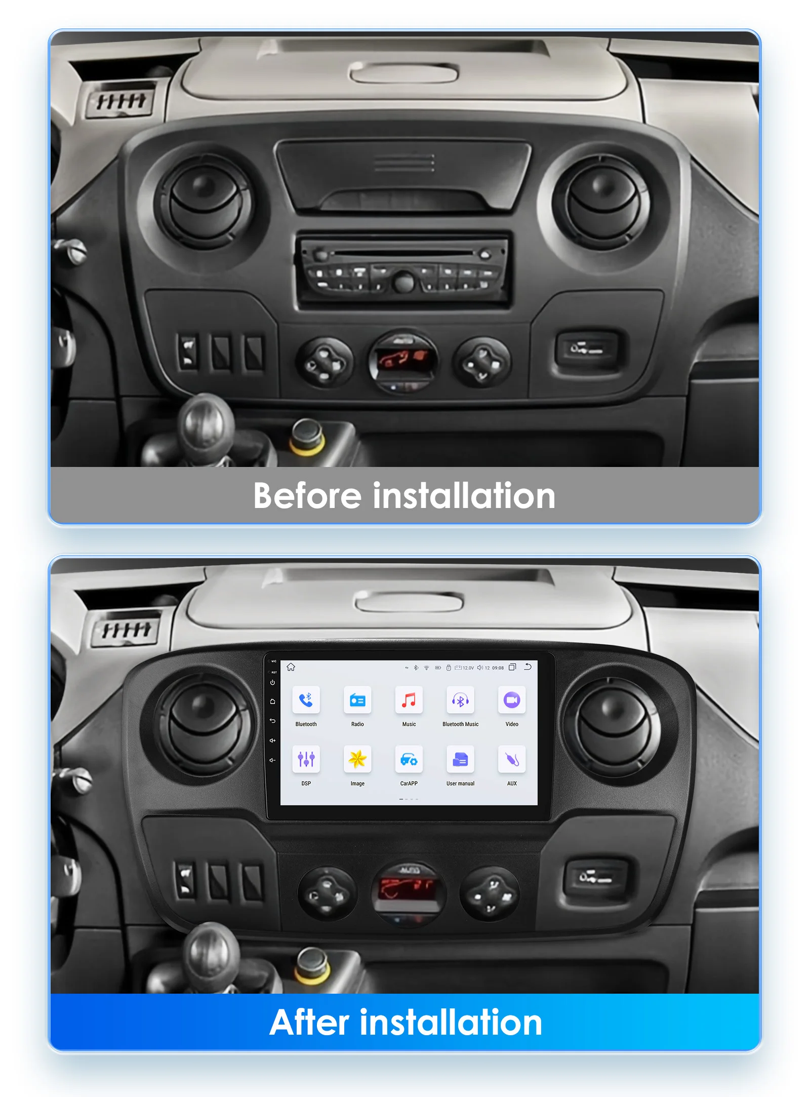 Фото Hizpo Android 13 Carplay Автомобильный радиоприемник для Nissan NV400 Opel Movano Renault Master lll 3 2010-2021 Стереоприемник GPS 2din Navi №2