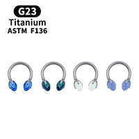 g23 titanium oval opal nose ring 16g female thread lip piercing f136 implantable female body decorative piercing jewelry