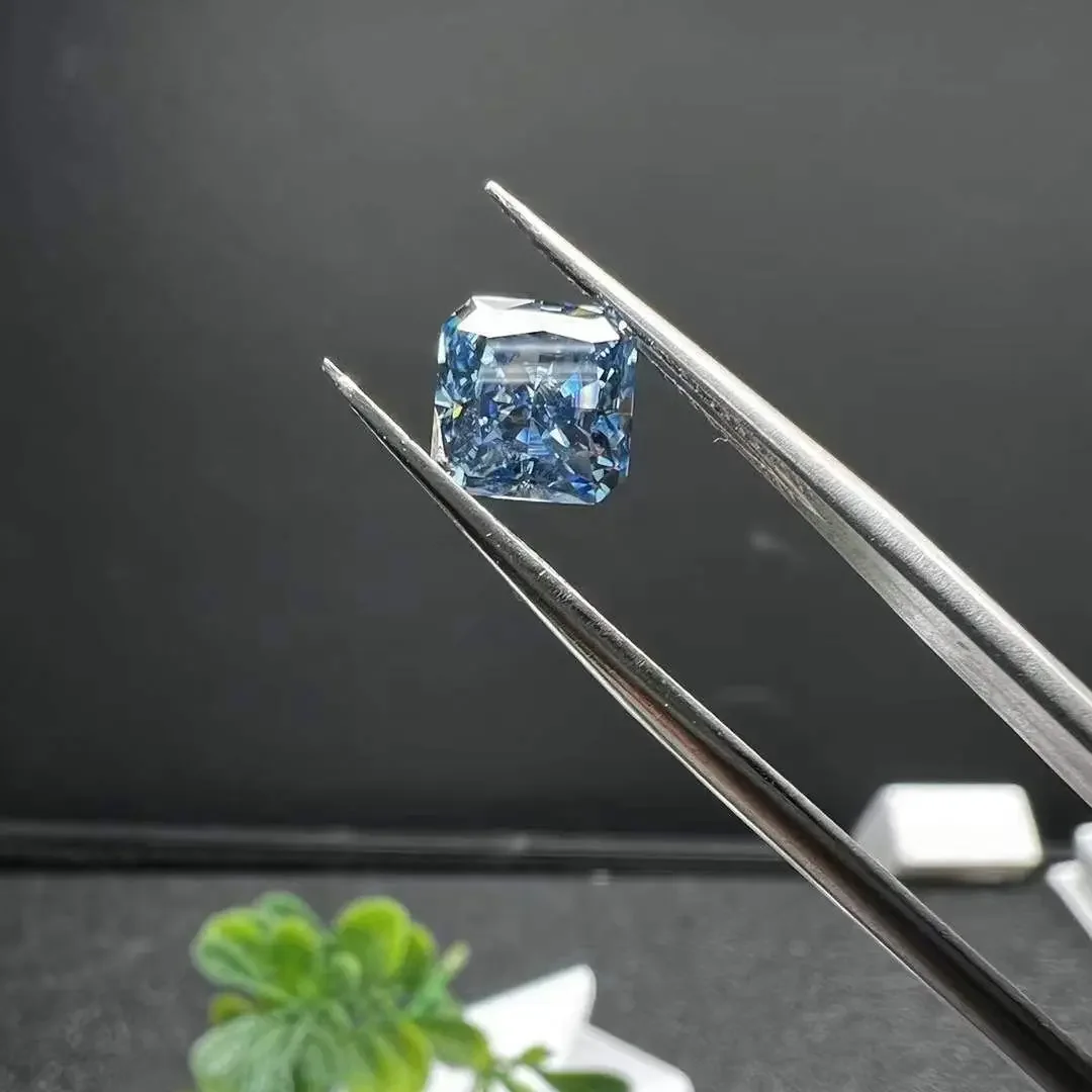 YanYao ювелирные изделия Новая мода 9x9 мм синяя Муассанит с лучистой огранкой