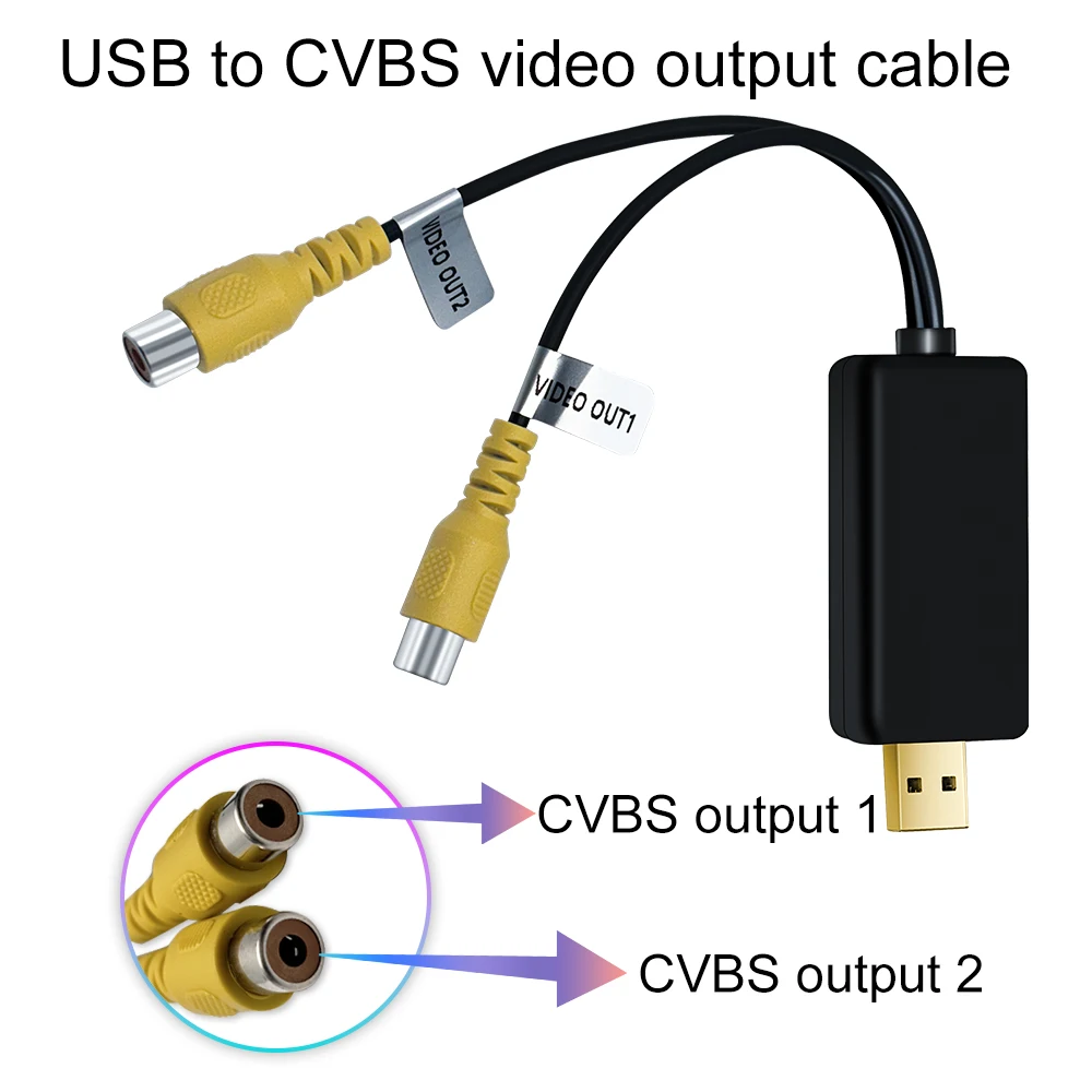 Адаптер видеовыхода USB-Cvbs или USB-HDMI к интерфейсу RCA Кабель USB-вход 2-портовый
