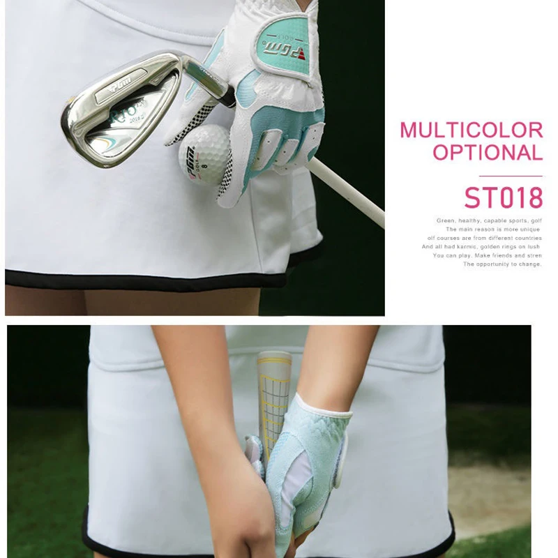 Pack 2 Pcs Golf Gloves Ladies Left and Right Hand Soft Breathable With Anti-slip Granules Golf Gloves Golf supplies