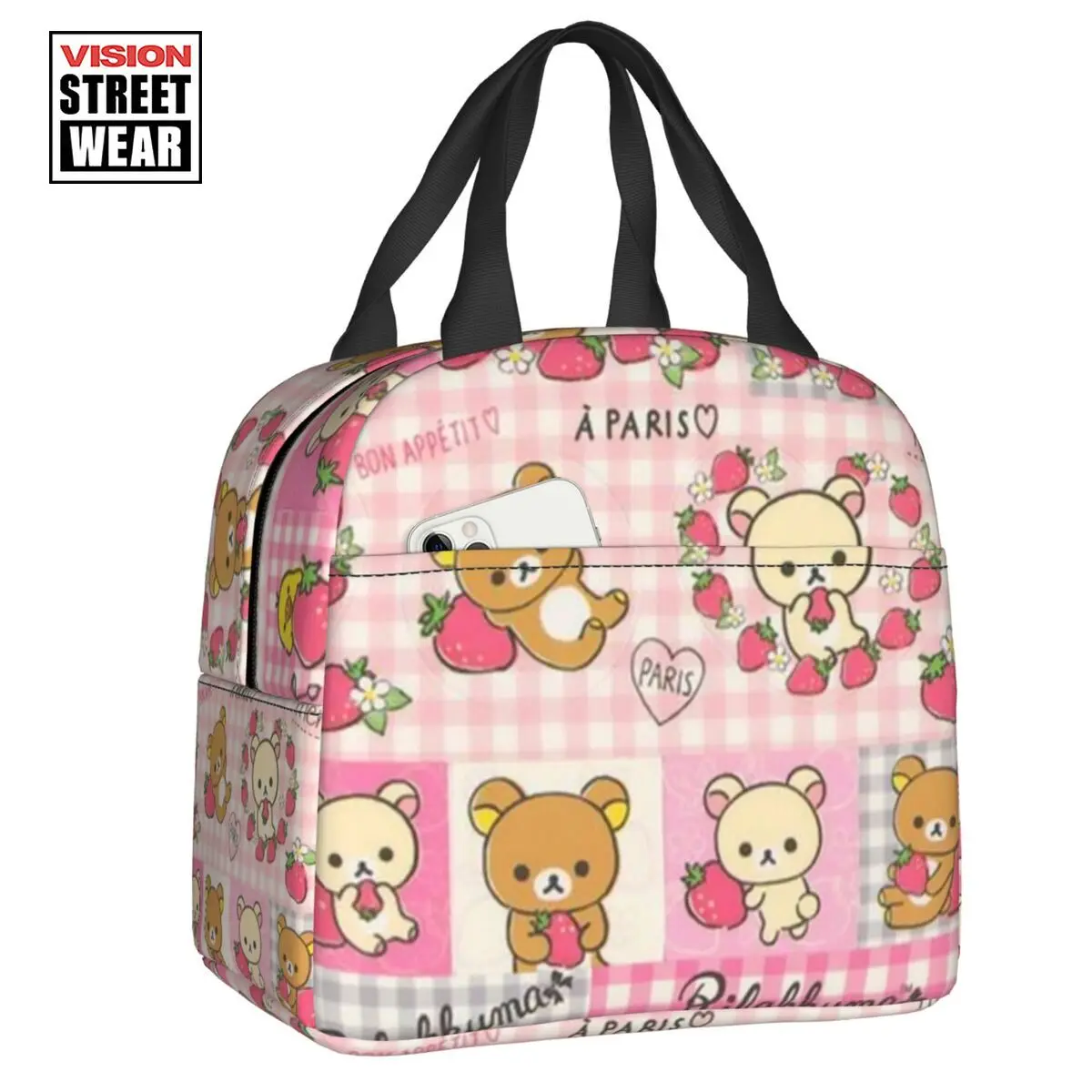 

2023 New Rilakkuma Resuable Lunch Boxes Women Leakproof Cartoon Animation Image Cooler Thermal Food Insulated Lunch Bag