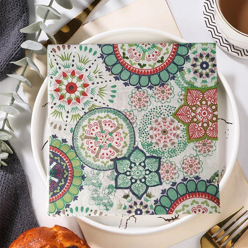 

20PCS Flowers Assorted Vintage Decoupage Napkins Christmas Disposable Handkerchiefs Wedding Tissue Paper For Furniture Crafts