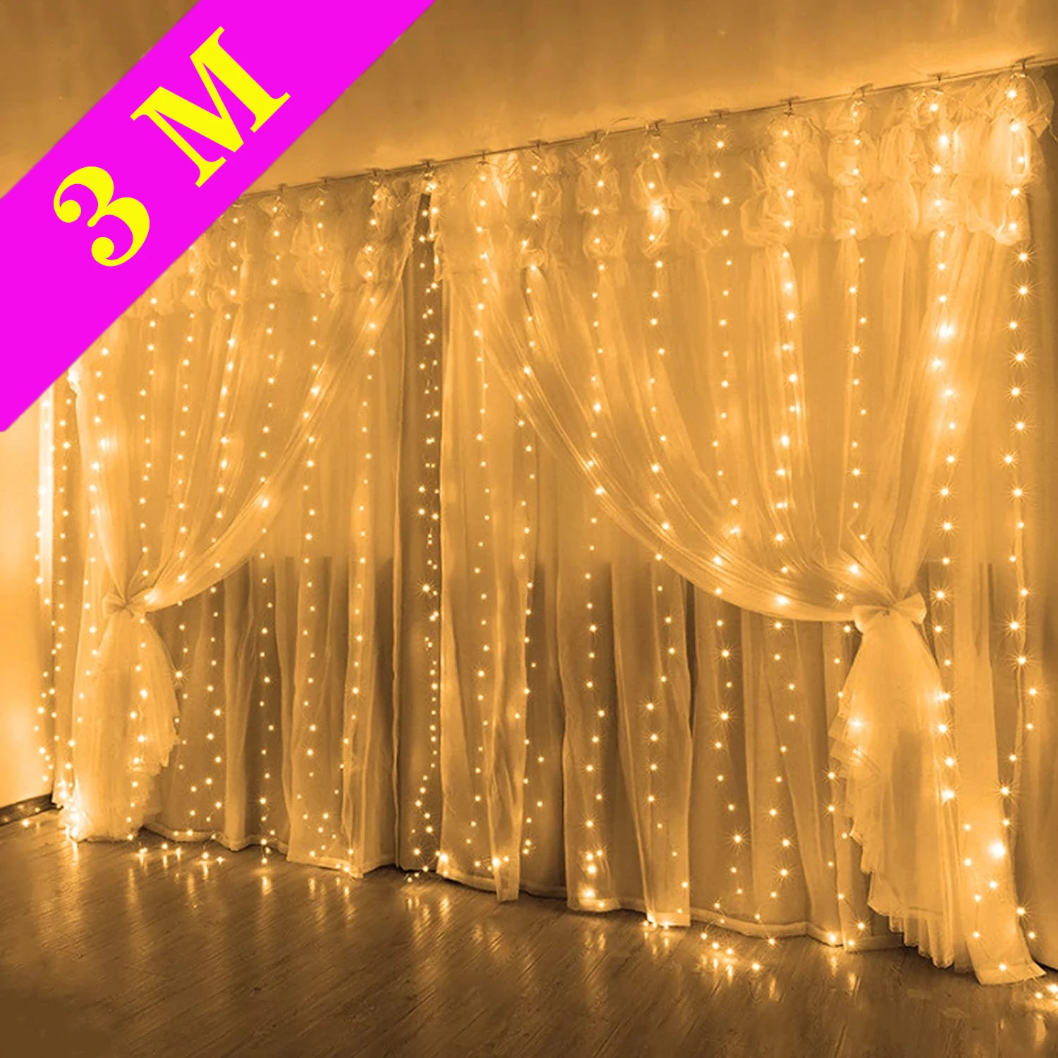 LED String Lights Wedding Garland Curtain 3M Remote Control USB Christmas Decoration Fairy Lamp Holiday For Bedroom Bulb Outdoor  - buy with discount