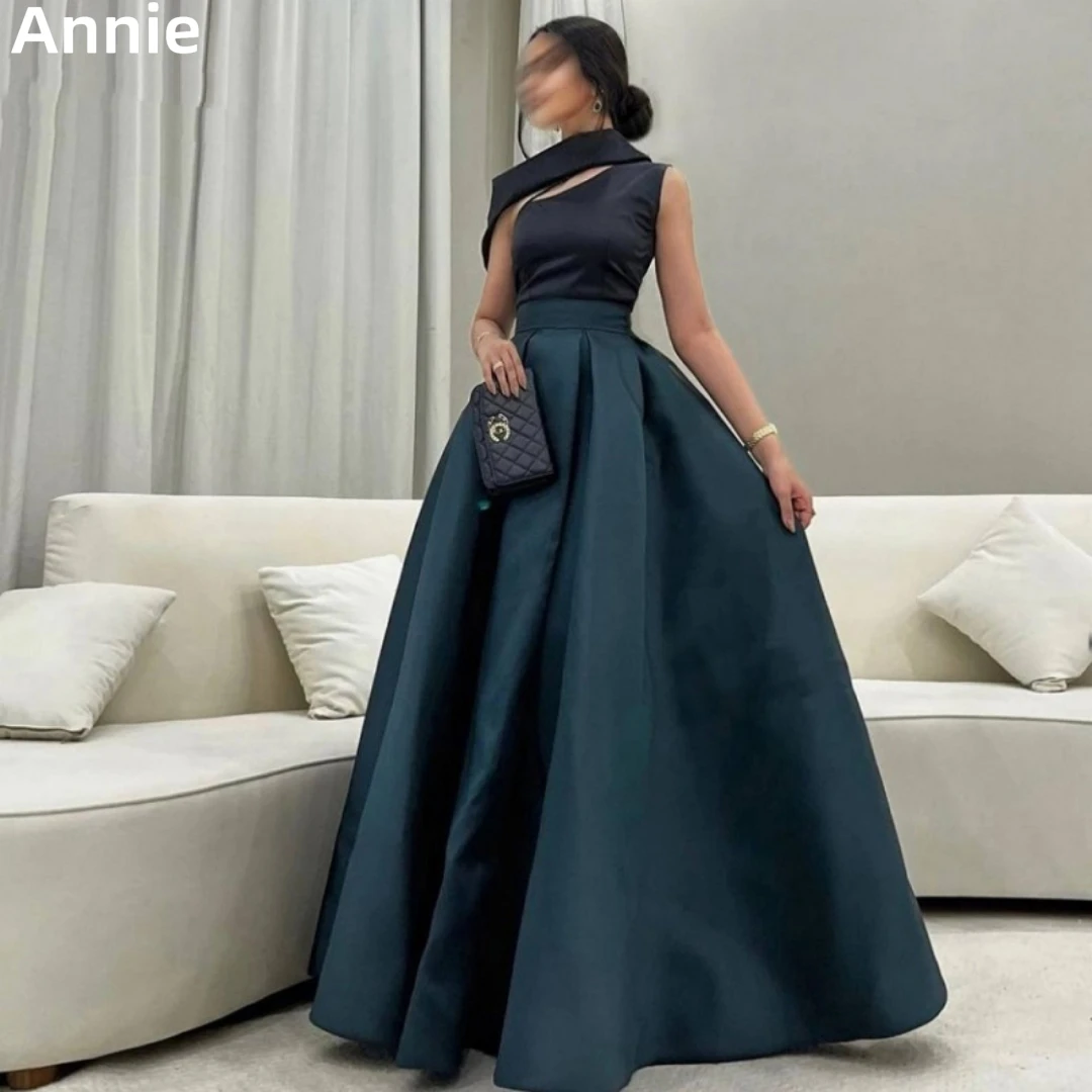 

Annie Modern Black Matte Satin Prom Dresses Dubai Arab Ladies Evening Dress Elegant Dinner Party 2023 فساتين السهرة