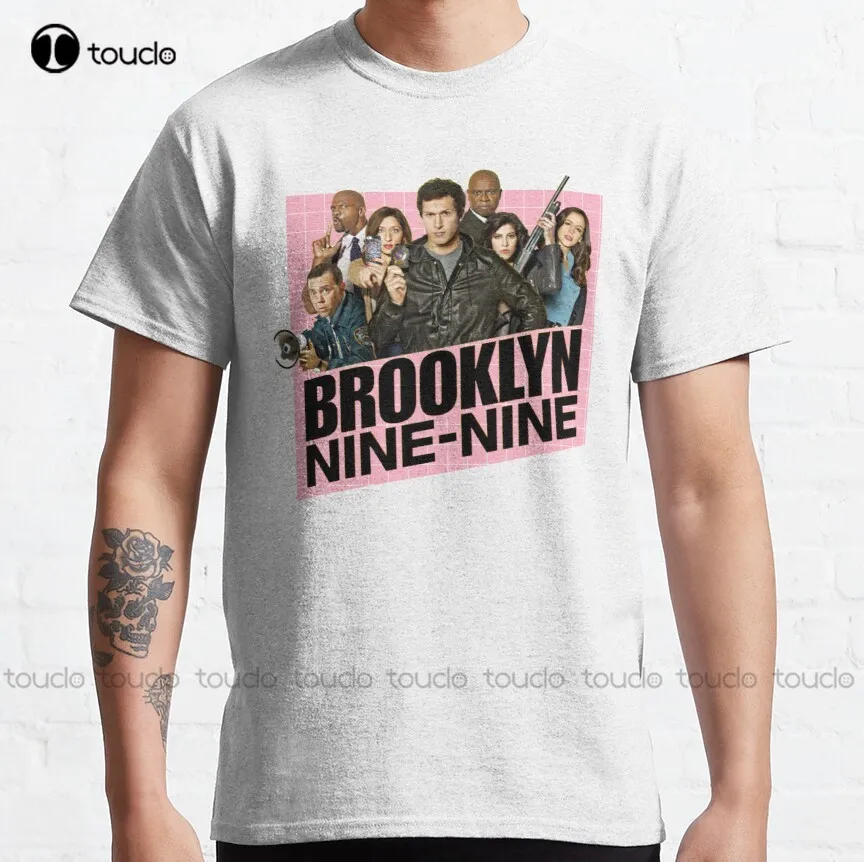 

Классическая футболка Brooklyn Nine-Nine с розовым логотипом, семейные рубашки, уличные простые винтажные повседневные футболки, стандартный подарок, новинка, популярный